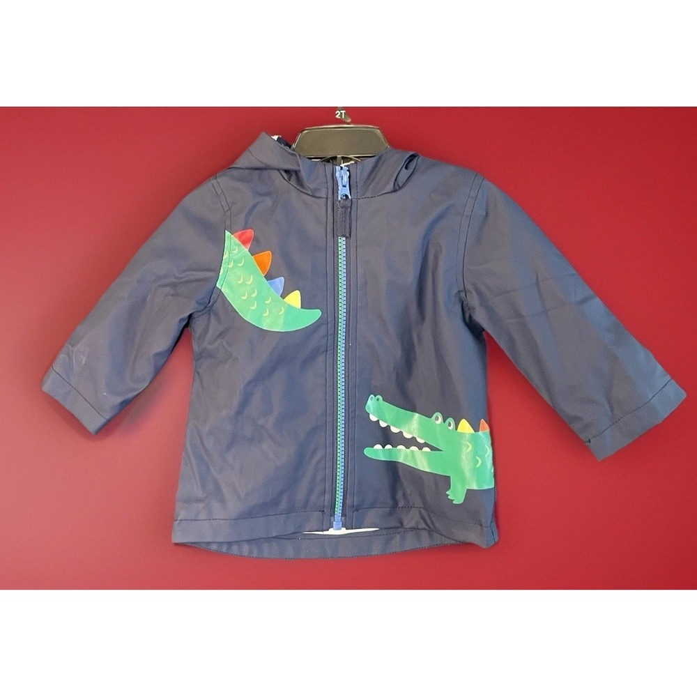New Little Me Baby Boy Navy Alligator Raincoat Jacket Hood Size 12M 12 Months‎